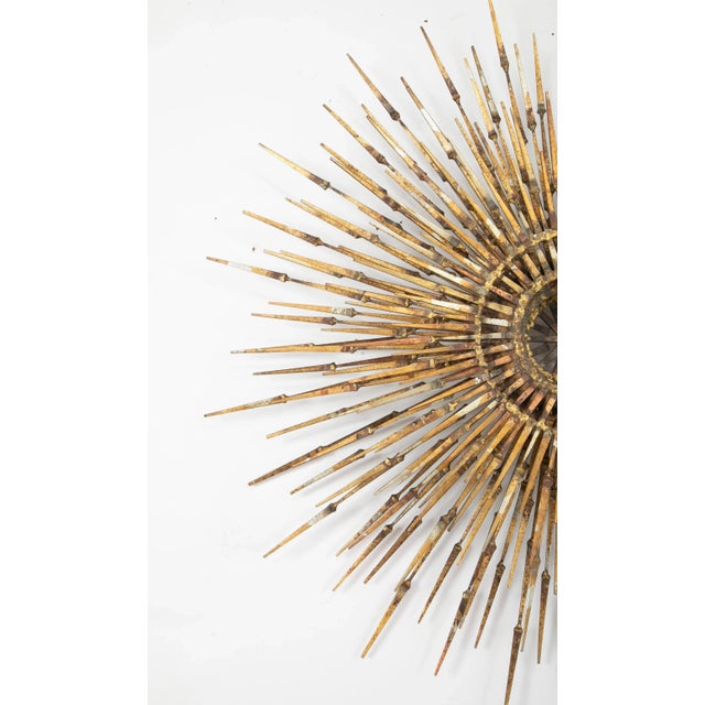 William Bowie Mid-Century Modern Gilt Iron Sunburst Wall Sculpture by William Bowie For Sale - Image 4 of 8