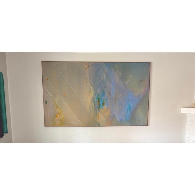 1970s Abstract Oil Painting on Stretched Canvas 50 In. X 85 In. For Sale - Image 4 of 5