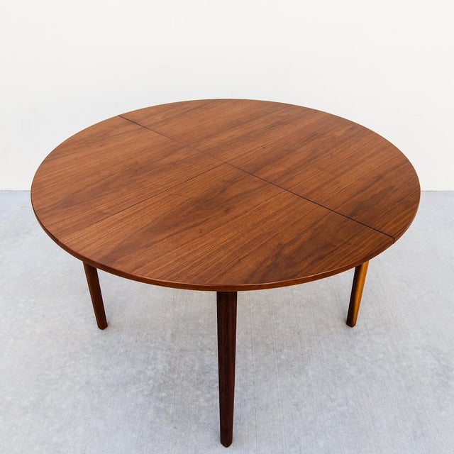 Hans Olsen 1960s Uncommon Danish Modern Two-Way Walnut Expandable Dining Table For Sale - Image 4 of 15