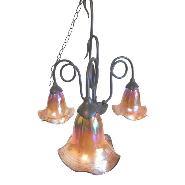 Quoizel "Bellisimo" Signed and Dated 3-Arm Chandelier For Sale
