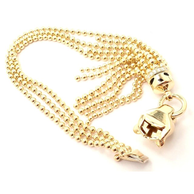 Metal Panthere De Cartier Panther 18k Yellow Gold Diamond Tsavorite Bracelet For Sale - Image 7 of 12