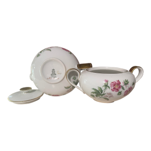 Vintage Porcelain Cream & Sugar Set by Heinrich & Co (H&c), “Montrose” Pattern With Gold Trim