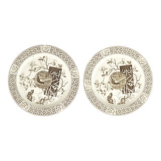 Pair of Mintons Aesthetic Movement Transferware Plates Faison Pattern Circa 1880 For Sale