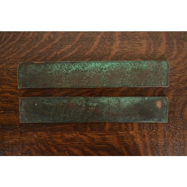 Tiffany Studios New York Pine Needle Bronze Blotter Ends With Leather Desk Blotter For Sale - Image 11 of 14