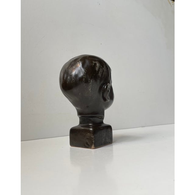 Mid-Century Danish Boy Head Bust in Glazed Ceramic by Johgus Bornholm, 1950s For Sale - Image 10 of 12