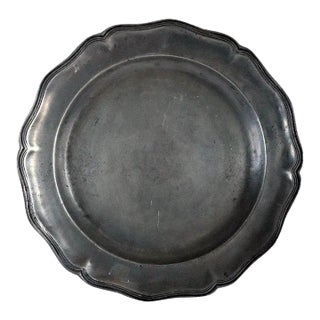 Large European Pewter Wavy Edge Multi-reed Plate For Sale