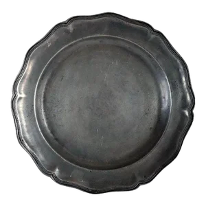 Large European Pewter Wavy Edge Multi-reed Plate