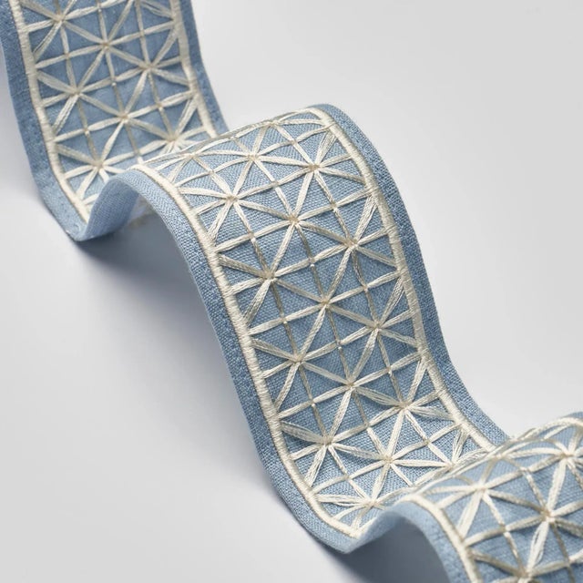 Contemporary Schumacher Directoire Tape Narrow In Sky For Sale - Image 3 of 4