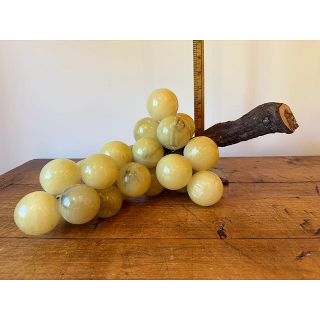 Vintage Italian Alabaster Grape Cluster, Extra Large, Wood/Vine Stem For Sale - Image 11 of 13