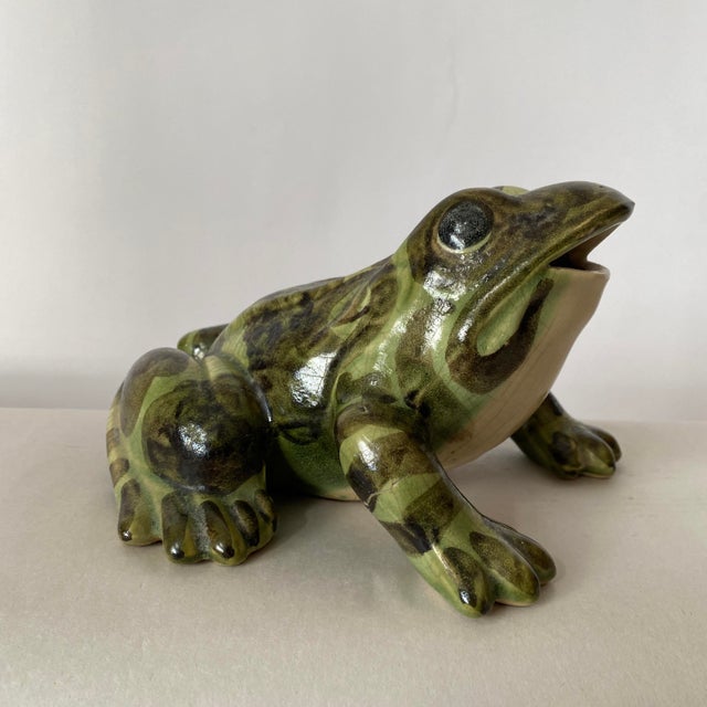 Late 20th Century Vintage Green Ceramic Frog For Sale - Image 5 of 9
