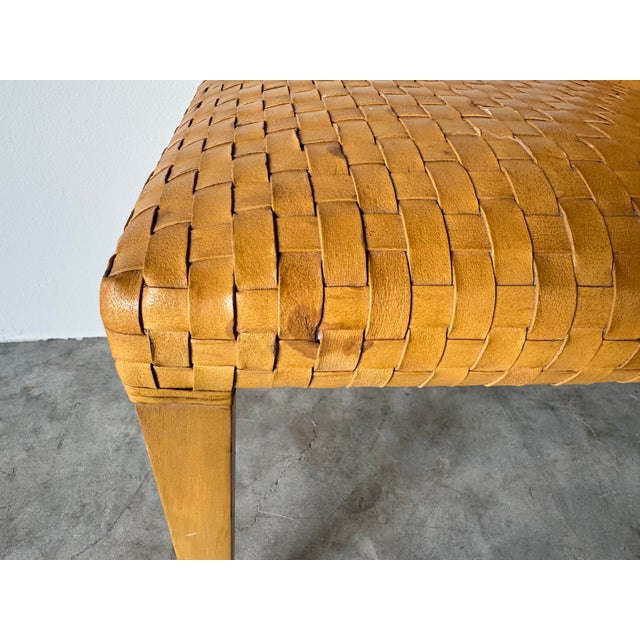 Wood Vintage Italian Woven Leather Chair by Stone International For Sale - Image 7 of 12