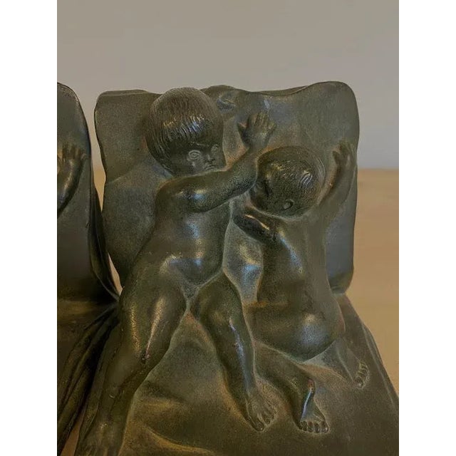 Early 20th Century Antique Galvano Bronze Bookends - a Pair For Sale - Image 5 of 9