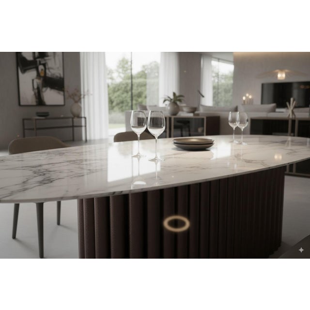 Cantus Sculptural Dining Table in Arabescato Marble by Nicola DI Froscia For Sale - Image 6 of 8