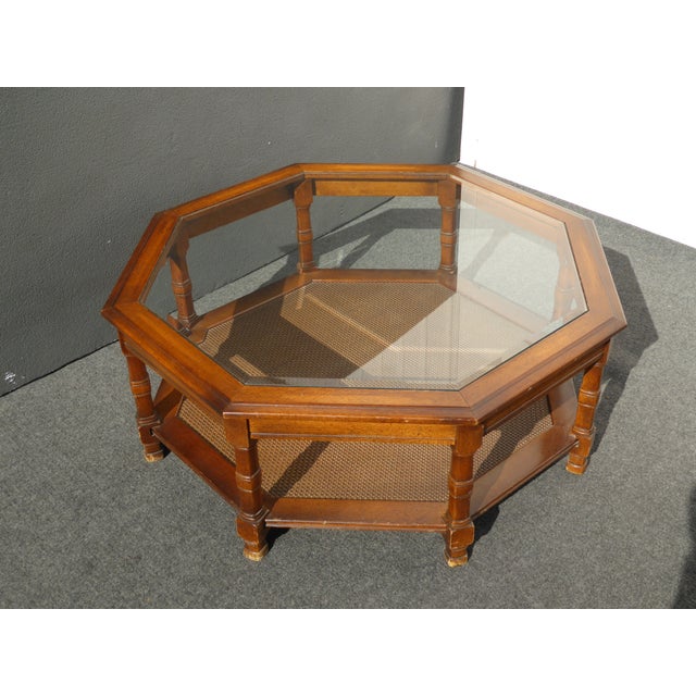 Mid Century Octagon Beveled Glass Top Coffee Table Chairish
