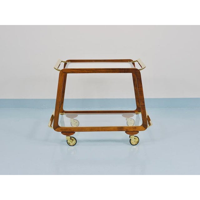 Mid-Century Modern Walnut and Brass Bar Cart by Oswald Haerdtl, 1950s For Sale - Image 16 of 18