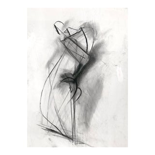Contemporary Sleek Abstract Charcoal Figure Drawing - Nude For Sale