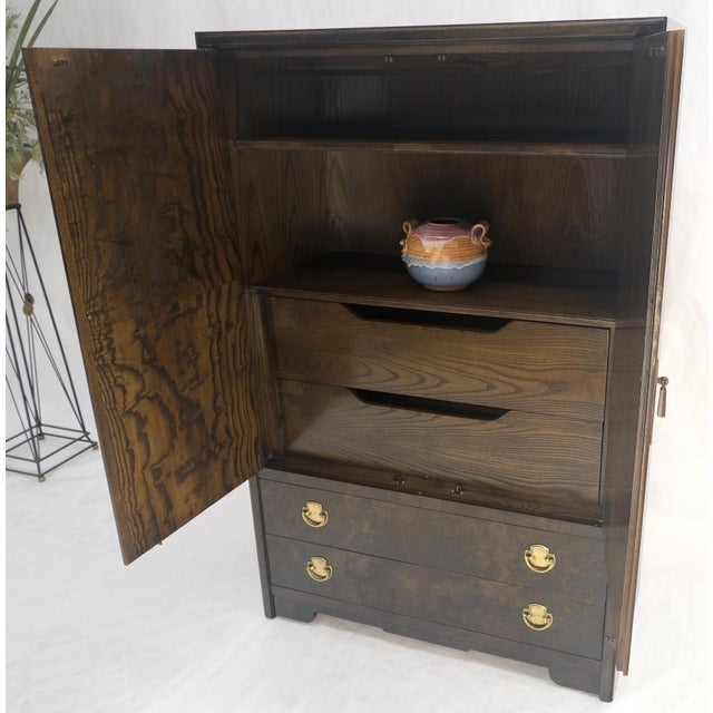 Mastercraft Large Burl Wood Brass 2 Doors Drawer Mastercraft Gentleman's Chest Dresser MINT For Sale - Image 4 of 13