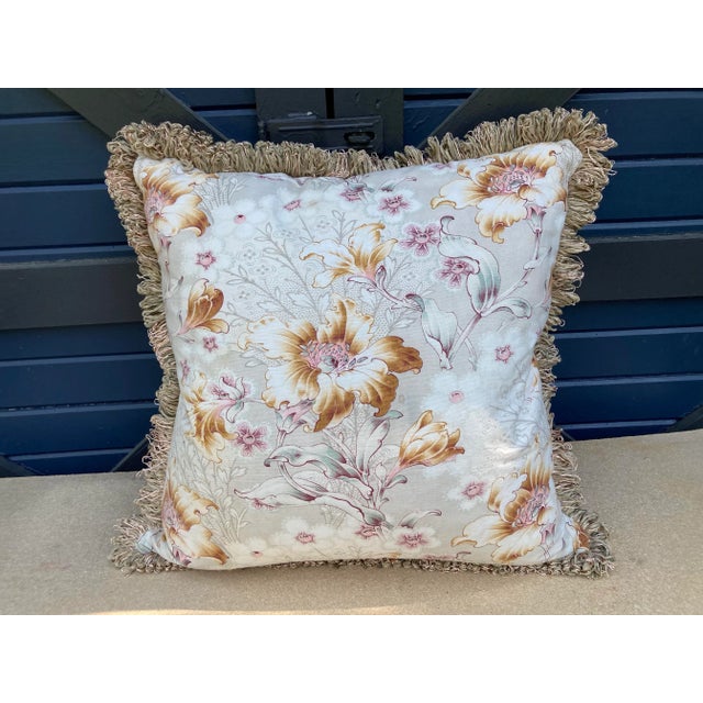 2020s Antique Floral Fabric Pillow For Sale - Image 5 of 5