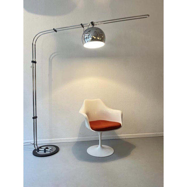 Metal Angled Floor Lamp in Chromed Metal and Cast Iron from Zonca, 1970s For Sale - Image 7 of 9