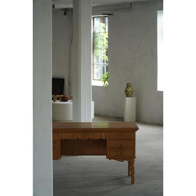 Mid-Century Modern Danish Freestanding Oak Writing Desk by Henning Kjærnulf, 1960 For Sale - Image 13 of 18