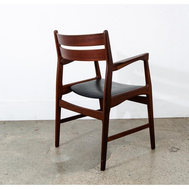 1960s Mid Century Danish Modern Armchair Chair Dining Teak Ladder Back Black Boltinge For Sale - Image 4 of 12