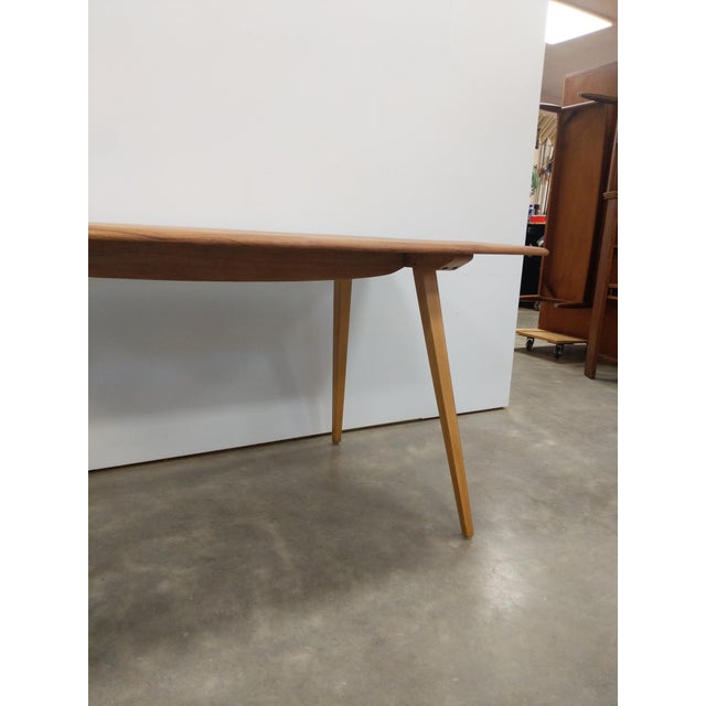 Wood Vintage Mid Century Modern Plank Dining Table Attributed to Ercol For Sale - Image 7 of 8