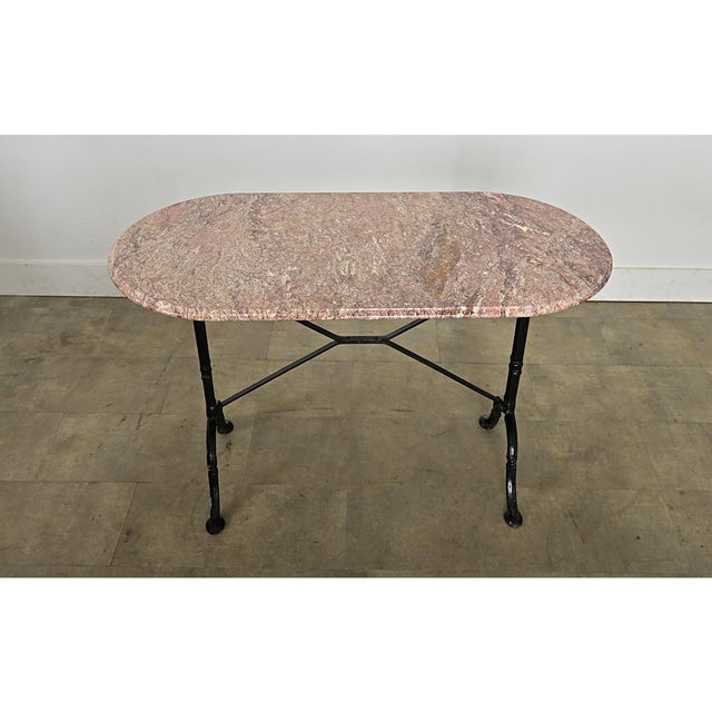 Metal French 19th Century Bistro Table with Oblong Marble Top For Sale - Image 7 of 14