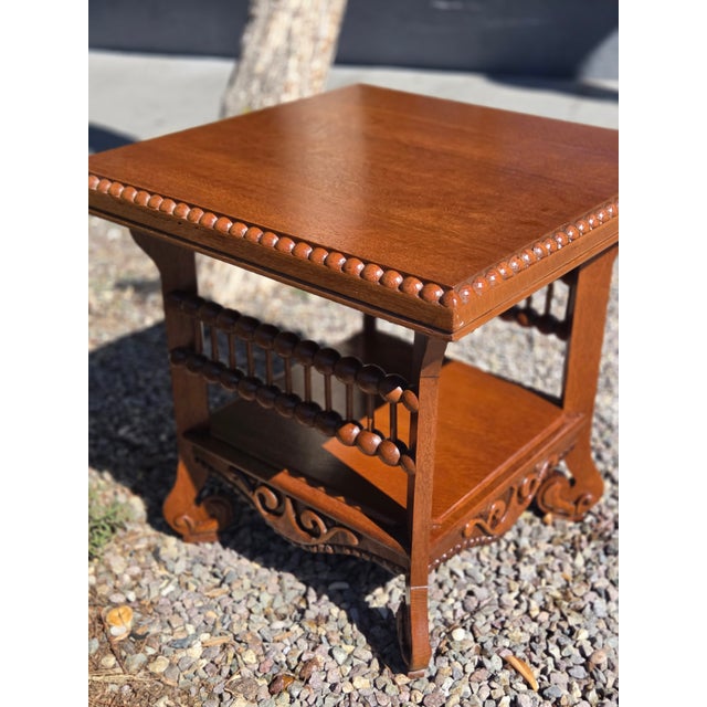 George Hunzinger Antique Victorian 1880s Hunzinger Loly Pop Side Table Quater Sawn Oak For Sale - Image 4 of 11
