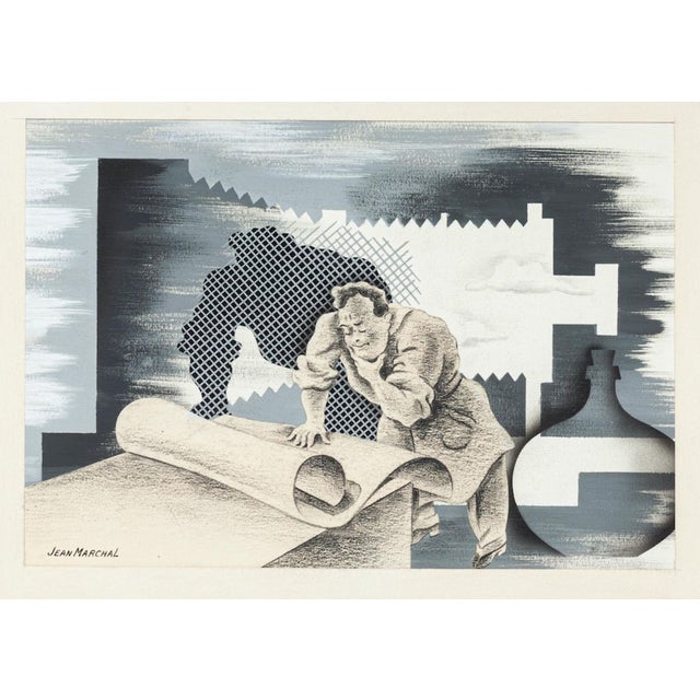 Jean Marchal - the Typographer - Original Mixed Media - Mid-20th Century For Sale