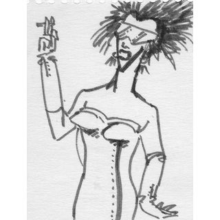 Drawing of an 80s Lady by Max Gottfried For Sale