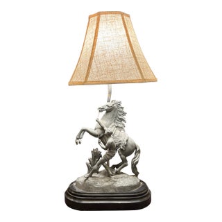 Antique Victorian Spelter Marly Horse & Groom Statue Lamp – After Guillaume Coustou, Late 19th Century Gsj For Sale