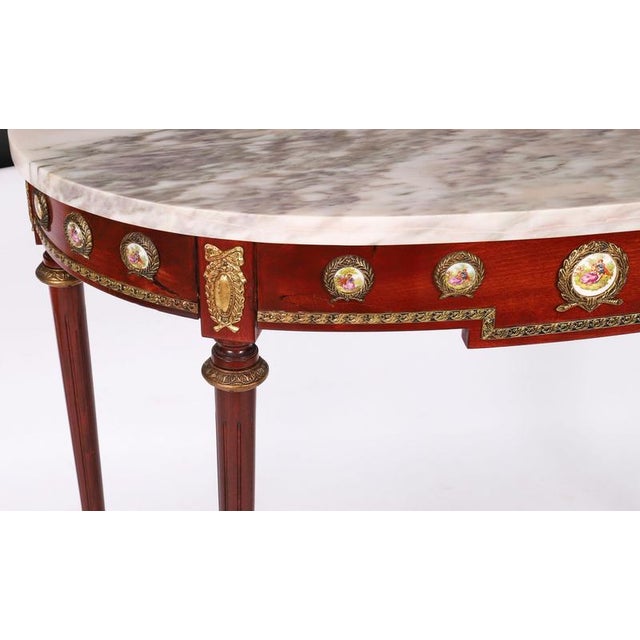 Copper Vintage French Console Table in Sevres Porcelain and Ormolu Mounts, 1950s For Sale - Image 8 of 16