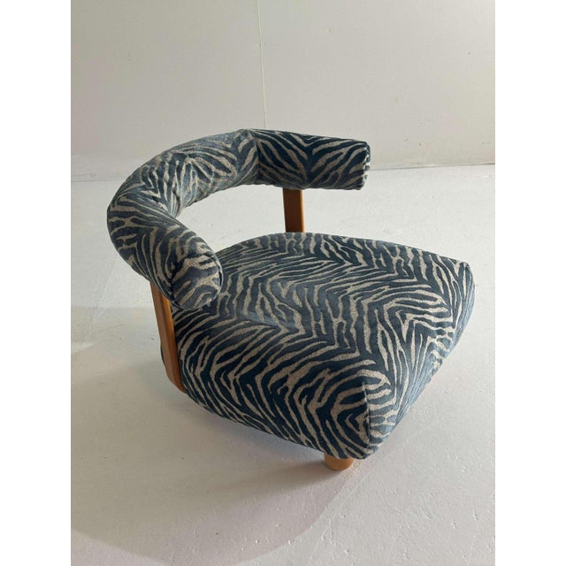 Large Pine Chair in Royal Blue Fabric For Sale - Image 4 of 9