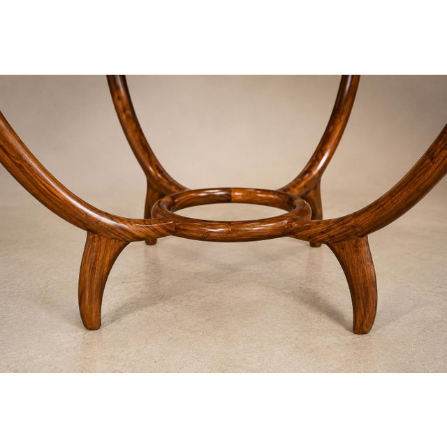 Round Coffee Table in Caviúna Wood & Glass by Giuseppe Scapinelli, Brazil, 1950s For Sale In New York - Image 6 of 18