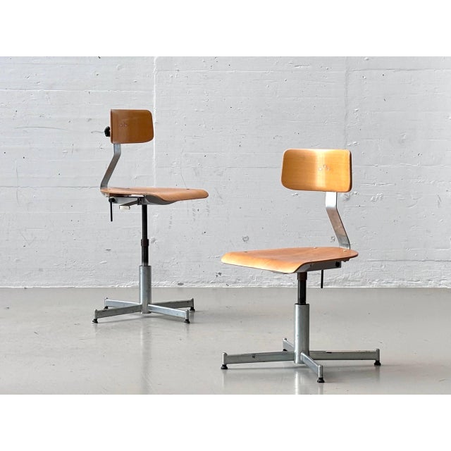 Vintage Industrial Work Chairs in Wood & Metal, 1964 For Sale - Image 12 of 15
