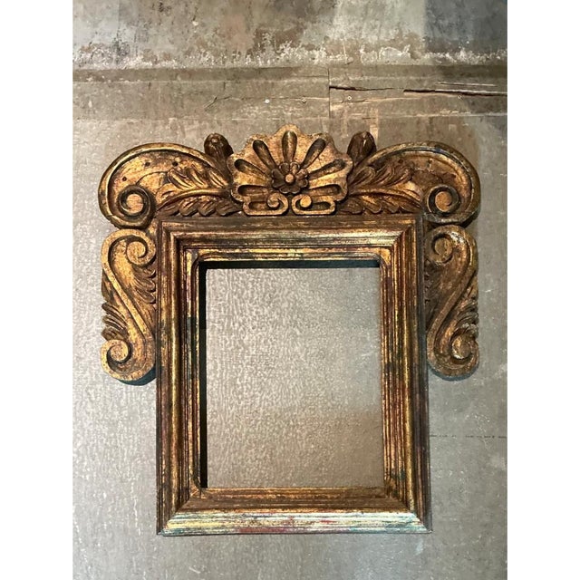 Vintage Spanish Carved Wood Gilt Frame For Sale - Image 11 of 12