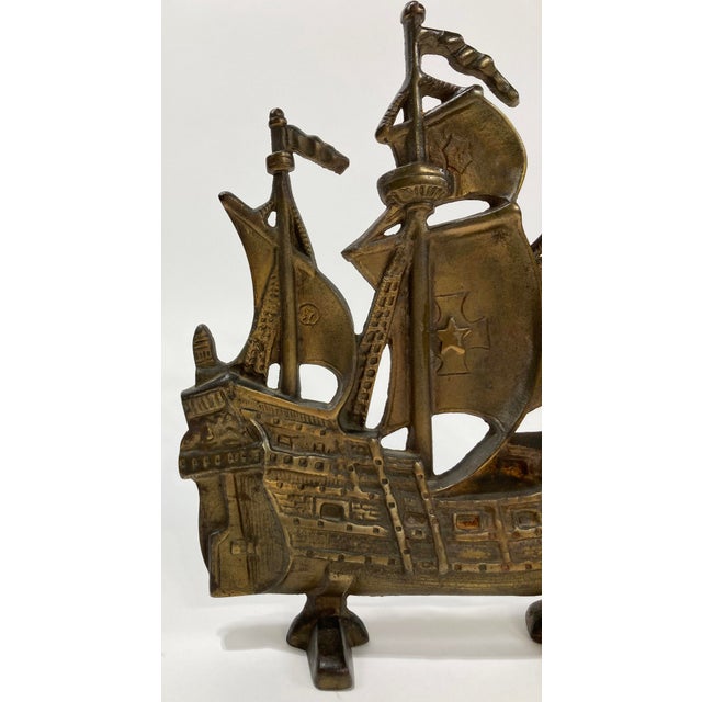 Early 20th Century Antique Cast Iron Pirate Ship Doorstop For Sale - Image 5 of 8