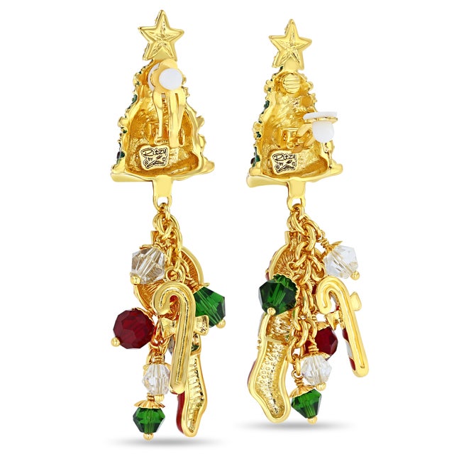 Ritzy Couture DeLuxe Christmas Tree Earrings Holiday Charm 22k Gold Plated, A Pair For Sale - Image 10 of 10