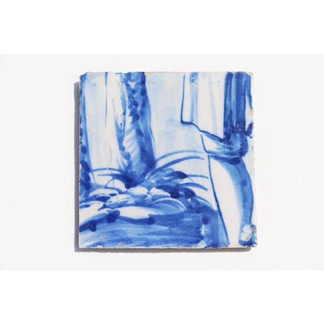 18th Century Baroque Portuguese Tin-Glazed Pottery Tile of Leg on a Swamp For Sale - Image 10 of 10