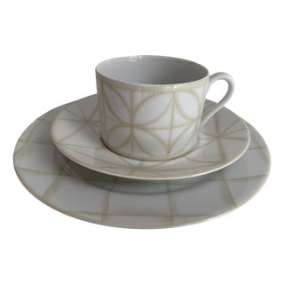 Lino Avorio Cup with Saucer and Plate by Emilio Bergamin for Taitü, 1997, Set of 3 For Sale