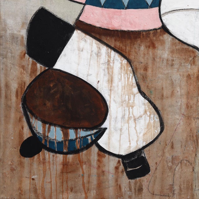 Jit Madness - Abstract Contemporary Organic Shape Mixed Media Artwork on Canvas by Rue Bootay For Sale - Image 4 of 9