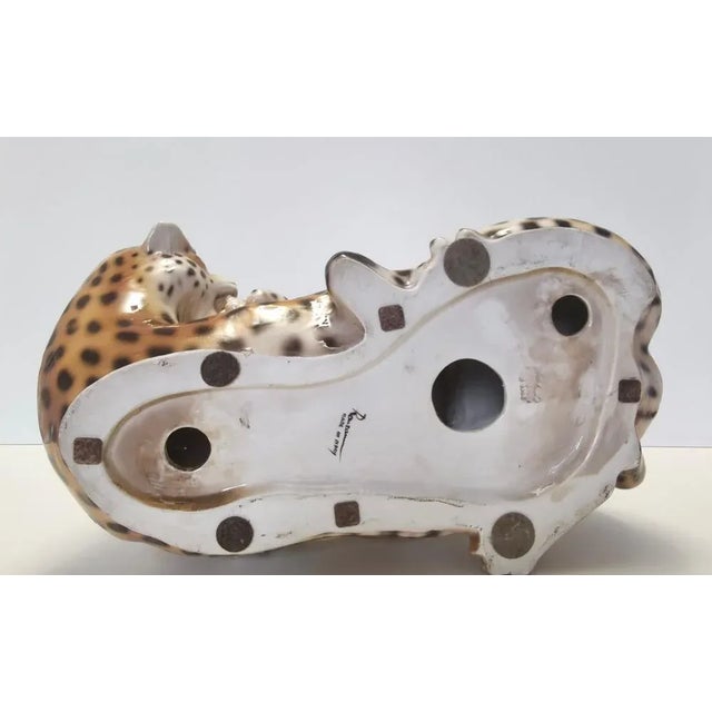 Vintage Hand-Painted Ceramic Fighting Jaguars attributed to Giovanni Ronzan, Italy, 1950s For Sale - Image 12 of 13