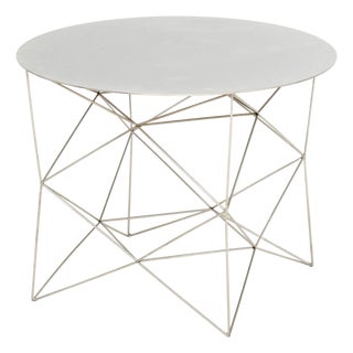 Modern Mirror Polished Stainless Steel Circular Side Table For Sale