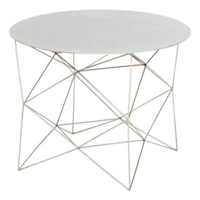 Modern Mirror Polished Stainless Steel Circular Side Table For Sale