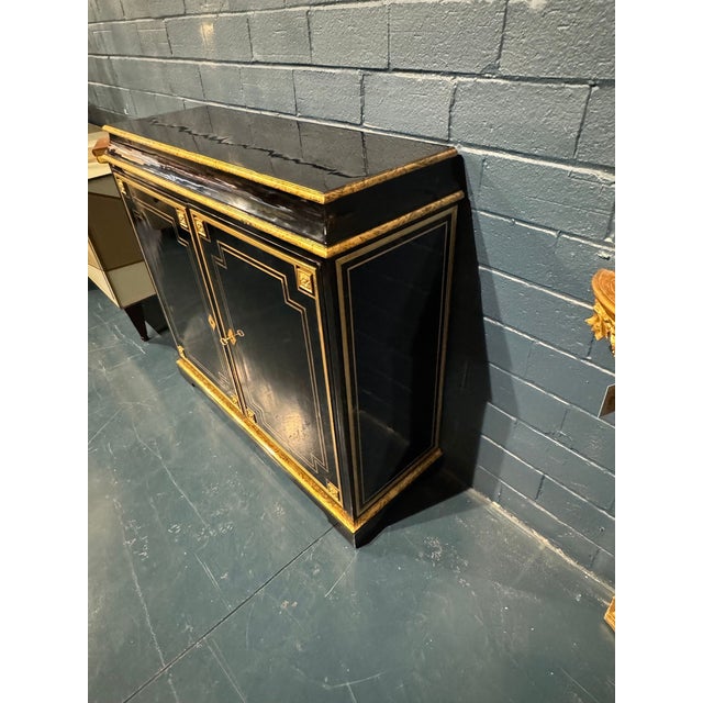 French Napoleon III Style Black Side Cabinet For Sale - Image 9 of 10