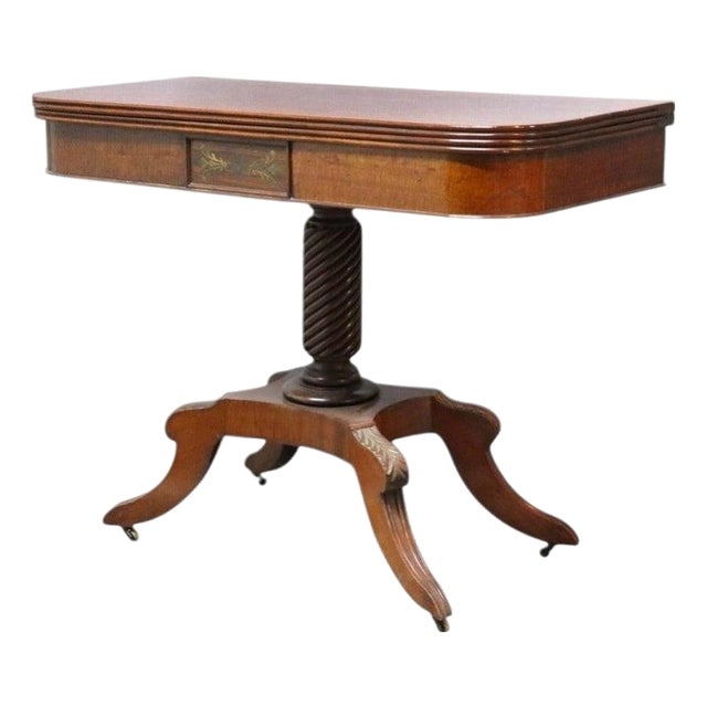 Federal Sheraton Flame Mahogany Card Table 19thC For Sale