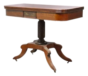 Federal Sheraton Flame Mahogany Card Table 19thC