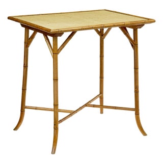 Bamboo and Hesian Side Table, 1920s For Sale