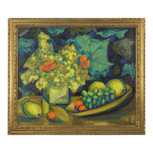 Mid Century Fauvist Floral & Fruit Still Life by Virginia Sevier Rogers