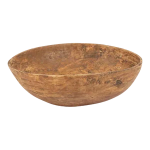Ocher Color Rustic Swedish Wooden Dug Out Bowl
